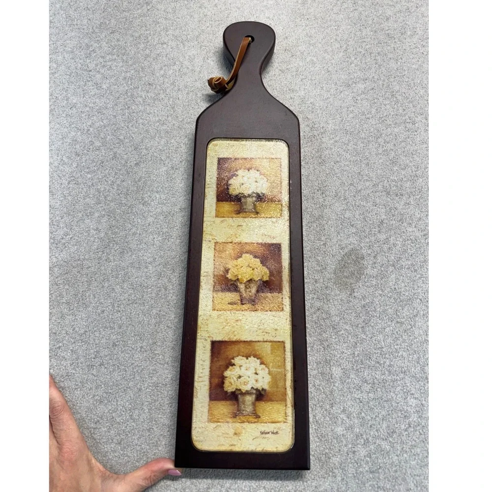 Decorative Wooden Wall Plaque Cutting Board Floral Still Life Kitchen Decor 19